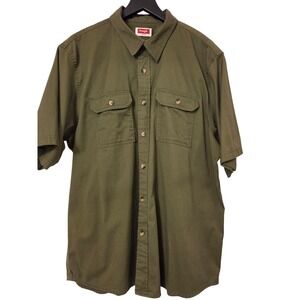Wrangler EST 1947 Olive Green‎ Short Sleeve Button Down Work Shirt Men